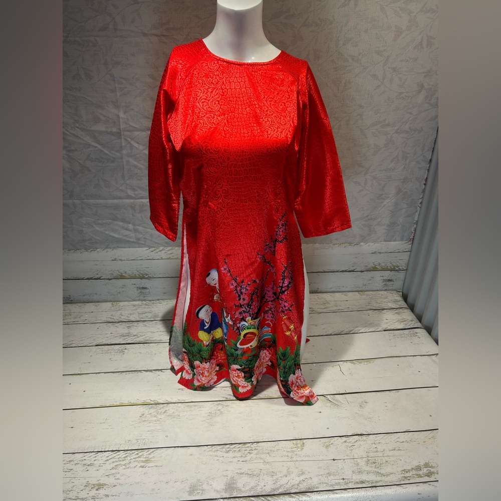 Elegant Red Floral Women's Dress by “thann app”